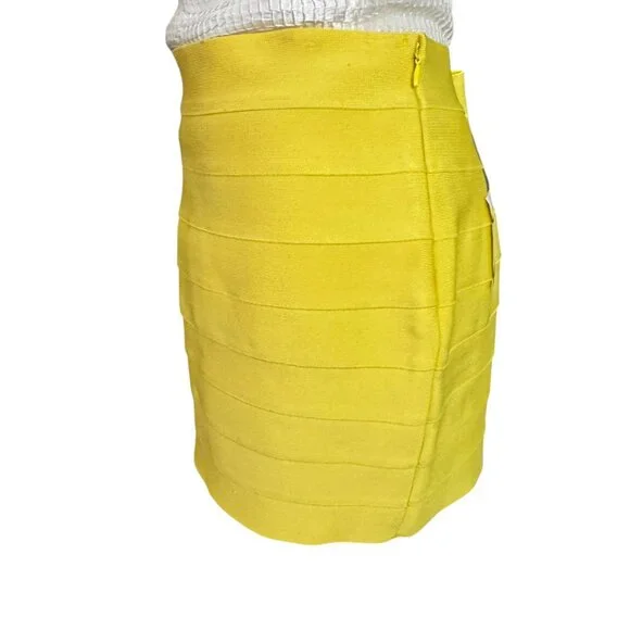 Hervé Léger for Forever 21 Yellow Bandage Mini Skirt Women’s Size XL NWT Bodycon - Picture 3 of 7